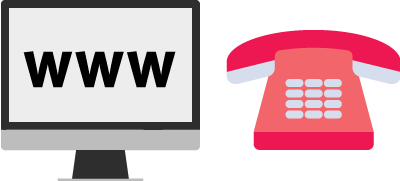 an illustration of a computer with WWW on the screen next to an old-style telephone
