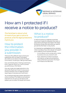 How am I protected if I receive a notice to produce? Factsheet thumbnail