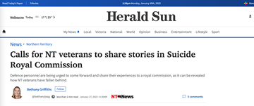 Newspaper story - calls for NT veterans to share stories